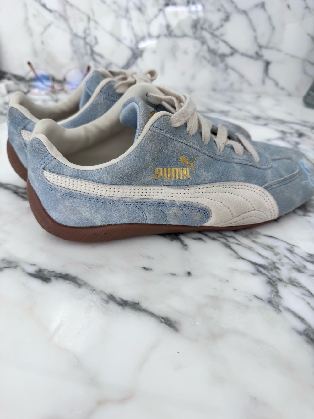 Puma Light Blue Suede Sneakers
